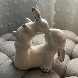 Hobby Lobby Cream Ceramic Bunny Duo